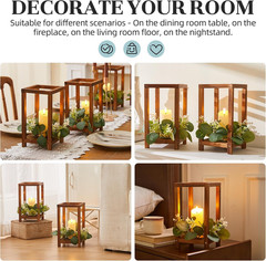 Rustic 54 Pcs Wooden Wedding Lantern Centerpieces with Candles & Wreaths