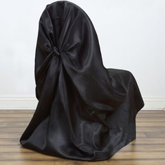 6 Black SATIN UNIVERSAL CHAIR COVER for Wedding Banquet Reception Decorations