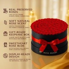 Moss Heart 100 Preserved Roses, Forever Flowers for Delivery 100 Red