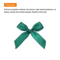 100Pcs Mini Ribbon Bow 1.8 inch Mini Fabric Satin Ribbon Deep Dark Green