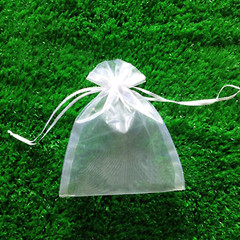 100PCS Premium Sheer Organza Bags, White Wedding Favor Bags with Drawstring, 5X7
