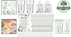 Cylindrical Shot Glasses Wedding Favors with Organza Bags and Thank You Cards