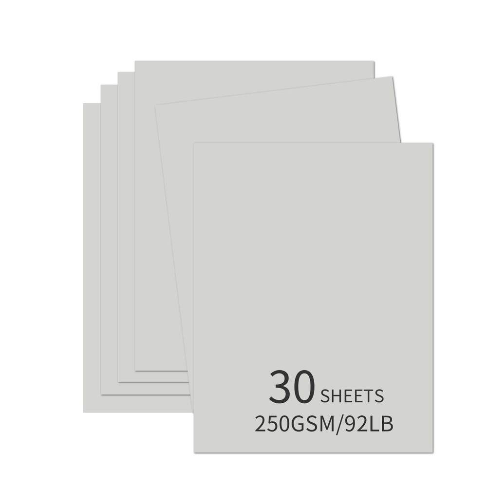 30 Sheets Grey Cardstock 8.5» x 11», 250gsm/90lb 8.5″ x 11″,