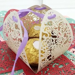 50 Pieces Beauty Laser Cut Favor Boxes DIY Wedding Birthday Gift Candy Purple