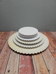 Wilton Circles of Strength 6 pc tier Cake Separator Plates Scalloped 8 – 18″