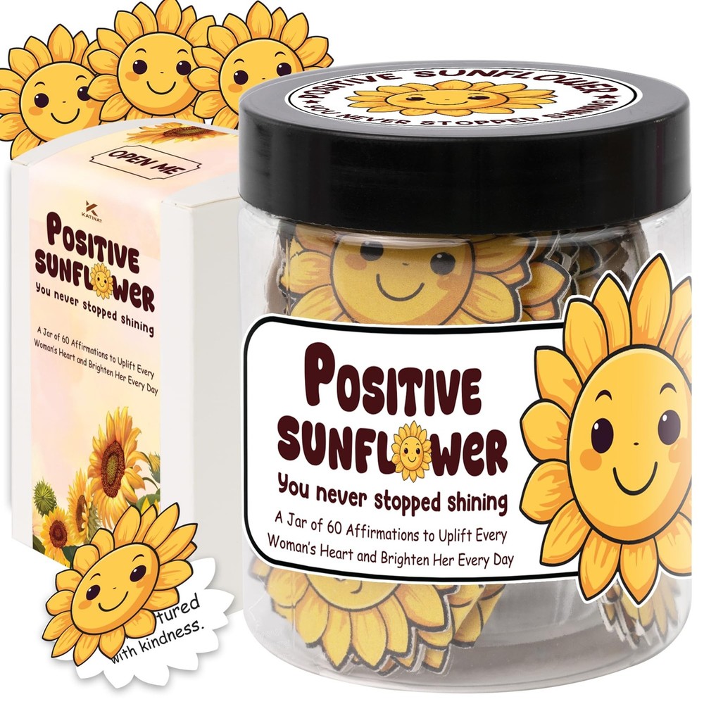Positive Sunflowers Jar, 60 Positive Affirmations Cards, Sunflower Gifts for …