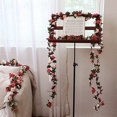 Flower Garland Rose Vines, 2 Strands 16.5Ft Flower Vines for 2 Packs Pink