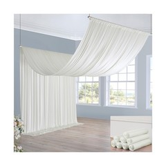 40ft×20ft Ivory Ceiling Drapes for Weddings Parties,8 Panels 5×20ft Lo