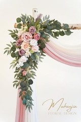 Artificial Wedding Arch Flower Kit with Chiffon Drapes Dusty Rose Champagne