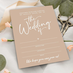 Wedding Invitations – Minimalism Brown – 25 Wedding Invites With Envelopes, Doub