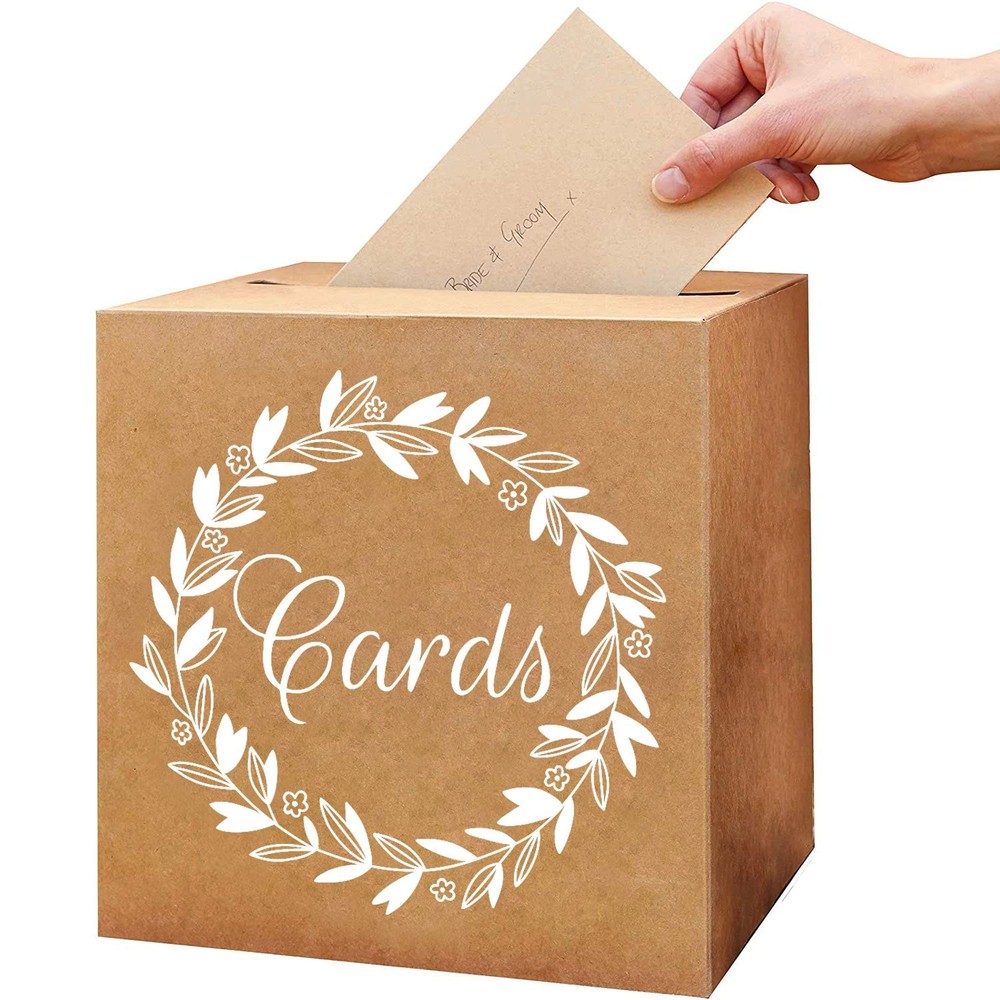 KALEFO Kraft Card Box Wedding Favors 8 inches x 8 x 8 inches, Brown