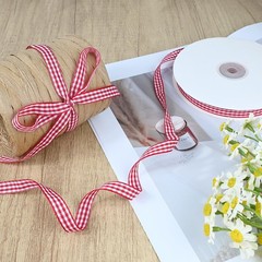 Red and White Checkered Ribbon, 3/8 Inch x 50 Yard Roll for Gift Wrapping, Ch…