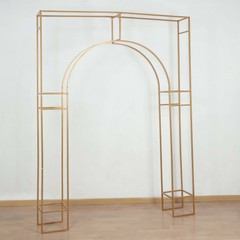 7 ft GOLD Metal Rectangular Wedding ARCH in Arc de Triomphe Style Party Events