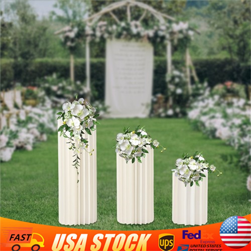 Set of 3 Elegant Bulk Weddings Decoration Table Cylinder Centerpiece Cake Stand