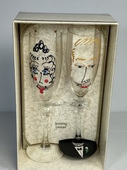 FUN HP Bride Groom Face Lillian Rose Wedding Toasting Flutes Champagne Glasses