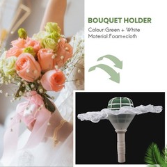 6 Wedding Bridal Bouquet Holder Handles with 6 White Lace Collar Flower2240