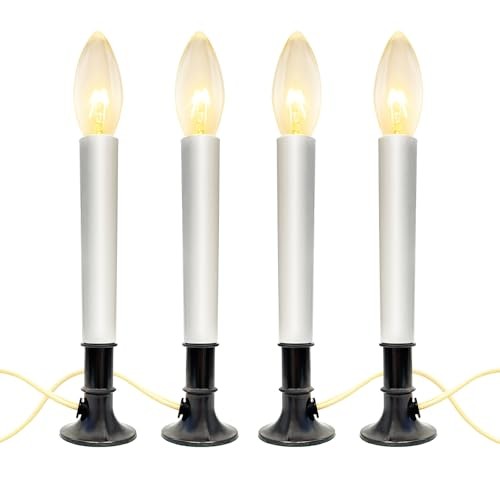 4 PK Electric Window Candles, 9 Inch Christmas Window 4 Pack 1 Lights-nickel