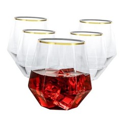 PCS Diamond Stemless Plastic Wine Whiskey Glasses, 12 Oz 40 Clear and Gold