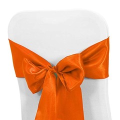 PCS Satin Chair Sashes Bows for Wedding Reception- Universal Chair 50 Orange