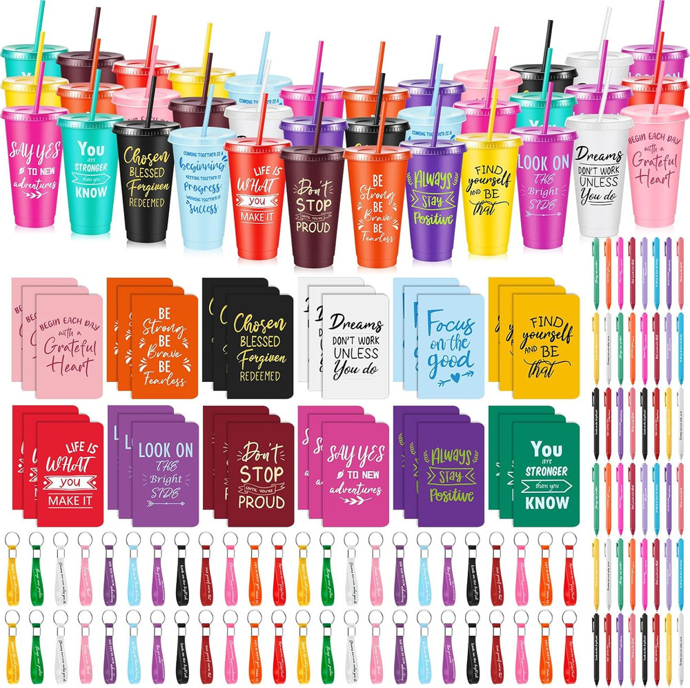 Colorful 48 Sets Inspirational Gifts for Employee Appreciation – Cups, Notebooks