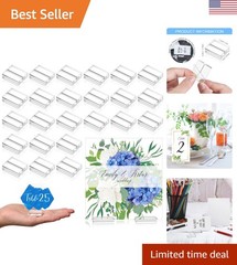 Clear Acrylic Place Card Stands – Stable & Stylish 1.2 Inch Holders, 25 Pieces