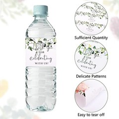 Wedding Water Bottle Labels Thank You, 50 Pcs Greenery Plant Water Bottle