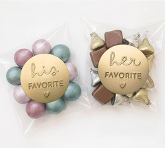 120 His & Her Wedding Favor Bags with Gold Foil Thank You Stickers