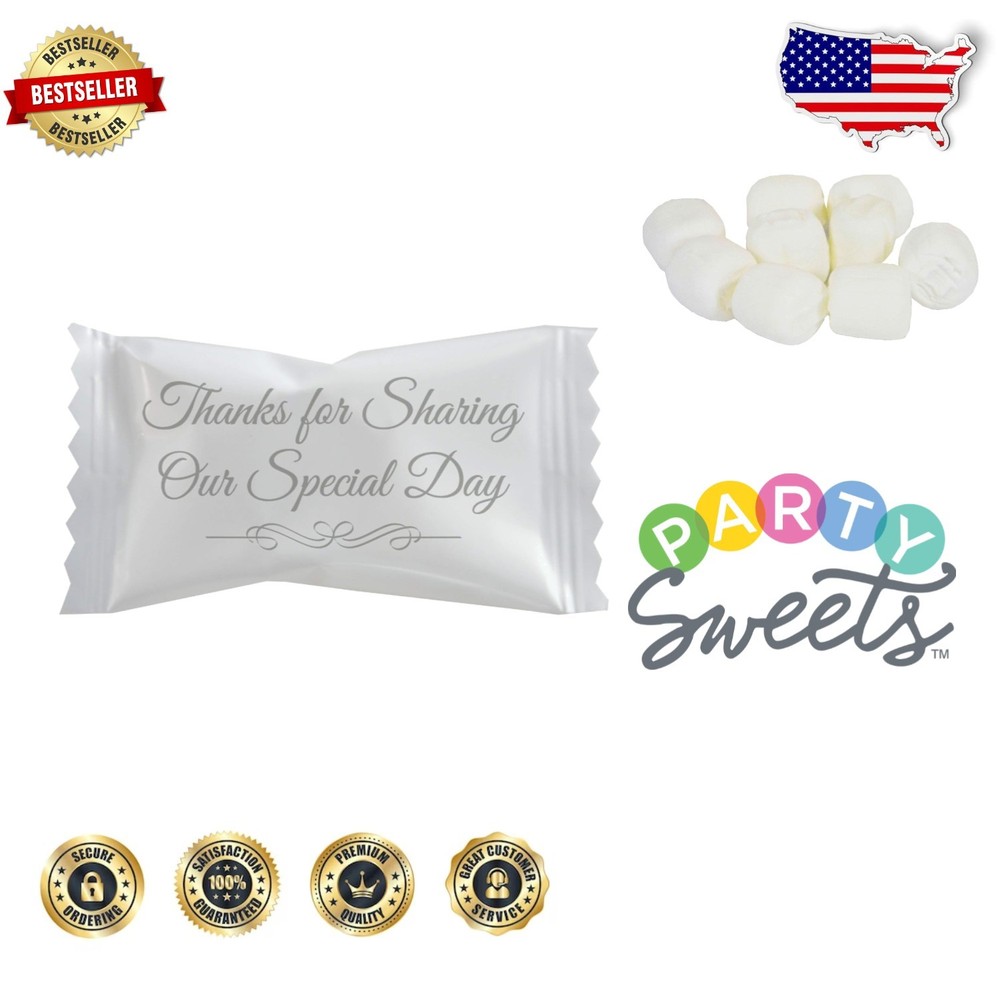 Delicious 1000 White Wedding Mints – Gluten Free, Kosher, Fat Free Candy