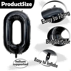 Black 30 Balloon Number with Gold Crown Balloons 40 inch 30 Birthday Number 30