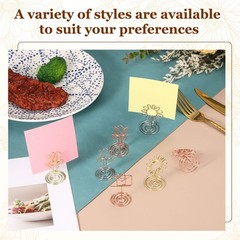 20Pcs Cards Stand Menu Clips Sunflowers Card Photo Holders Rose Gold