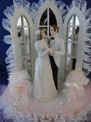 New Wilton Pink «Bridal Waltz» Wedding CakeTop, white ct/black suit, # 117-323