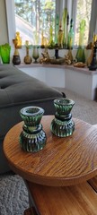 Round Ribbed Glass Taper CANDLE HOLDERS Centerpieces Party Events