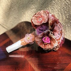Satin and lace Shabby Chic Handmade Wedding Bouquets