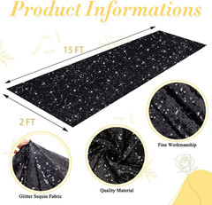 Black Aisle Runner for Wedding Ceremony 2FTx15FT Sequin Aisle Runner Wedding …