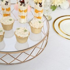 GOLD CLEAR 16″ Round Metal Glass Geometric CAKE STAND Party Wedding Decorations