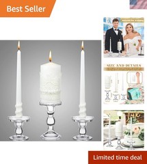 Classic Unity Candles & Glass Holders Set – Perfect for Weddings & Celebrations