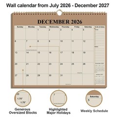 Calendar 2026-2027 – 18 Months Wall Calendar from July 2026 to December 2027,…