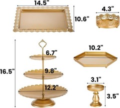 Versatile 10-Piece Metal Cake Stand Collection – Ideal for Weddings & Parties