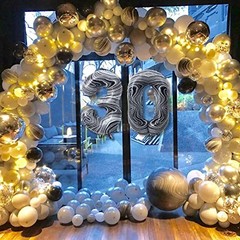 13 Balloon Number, 40 Inch Black Marble Foil Balloons Giant Marble Number 13