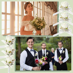 20 Pcs Wedding White Corsage and Boutonniere Set Homecoming Artificial Corsage W