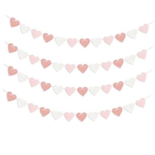 Rose-Gold Light Pink-White Party-Decorations Heart Rose Gold Light Pink White