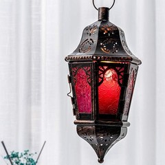 DECORKEY Lantern Decorative Indoor & Outdoor, 13.6’’ Moroccan Style Purple