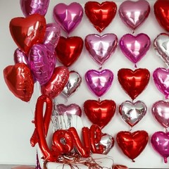 18 Pcs Heart Shape Balloons Red Pink Hot Pink Valentines Day Balloons Love