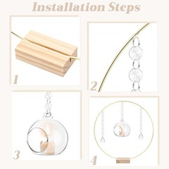 12 Pack 12» Metal Floral Hoop Centerpieces Set W/ Wooden Stand Hanging Candle