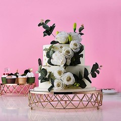 14″ Gold Clear Round Metal Glass Geometric Cake Stand Wedding Party Decorations