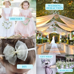Iridescent White Tulle Crystal Organza Fabric Rolls 12 Inch by 50 Yards (150 fee