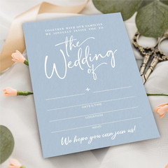Wedding Invitations – Minimalism Blue – 25 Wedding Invites with Envelopes, Doubl