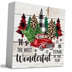 Rustic Winter Merry Christmas Tree Wood Box Sign, It’s the Most Time Wonderful