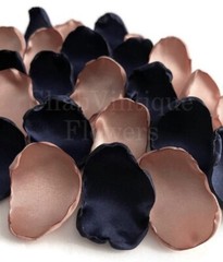 Navy Blue and Rose Gold mix of 100 Flower Petals, Wedding Table Decor