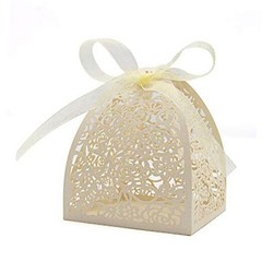 Pack of 100 Laser Cut Rose Candy 1 Count (Pack of 100) Beige (Rose box 100)